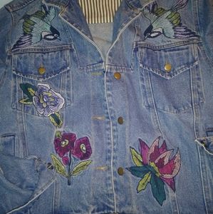 Honey Punch Embroidered Jean Jacket